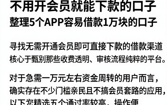 不用开会员就能下款的口子，整理5个APP容易借款1万块的口子