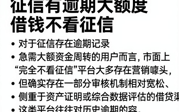 征信有逾期大额度借钱不看征信,条列5个真正无视风控黑白的网贷