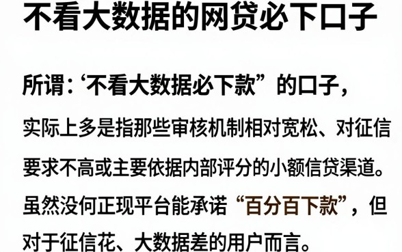 不看大数据的网贷必下口子,详细阐述5个双黑户必下款的口子
