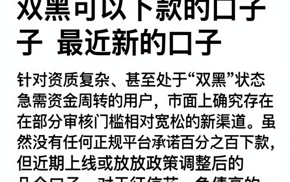 双黑可以下款的口子最近新的口子,整合五个高炮双黑逾期必下款软件