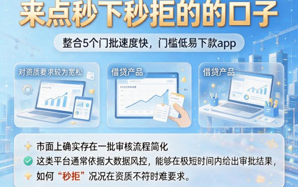 来点秒下秒拒的的口子，整合5个门槛低易下款app