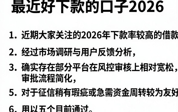 最近好下款的口子2026,罗列五个网贷口子风控不严的口子
