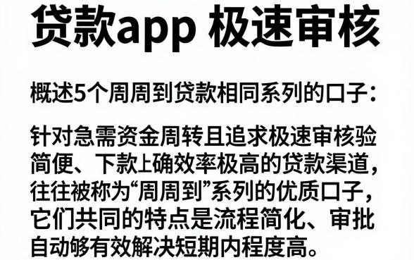 贷款app 极速审核,概括5个周周到贷款相同系列的口子