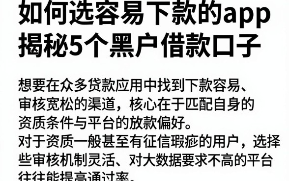 如何选择容易下款的小额贷款app,揭秘5个黑户借款口子