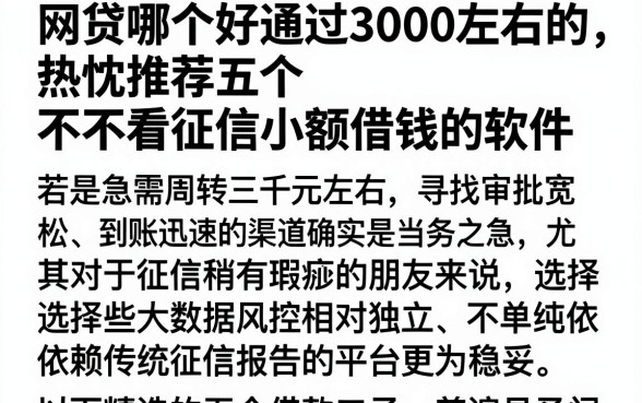 网贷哪个好通过3000左右的,热忱推荐五个不看征信小额借钱的软件