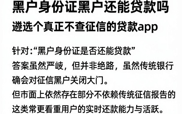 黑户身份证黑户还能贷款吗,遴选五个真正不查征信的贷款app