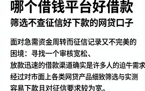 哪个借钱平台好借款，筛选五个不查征信好下款的网贷口子