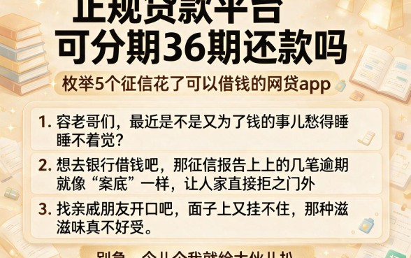 正规贷款平台可分期36期还款吗,枚举5个征信花了可以借钱的网贷app