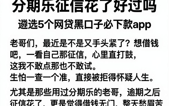 分期乐征信花了好过吗,遴选5个网贷黑口子必下款app