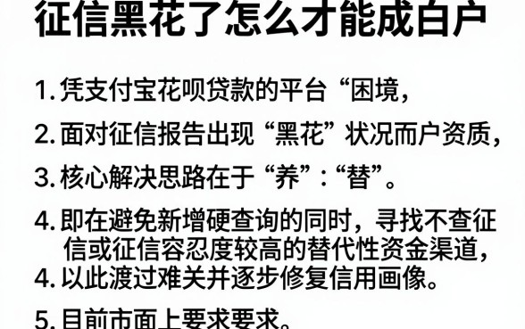 征信黑花了怎么才能成白户，整理5个凭支付宝花呗贷款的平台