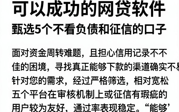 可以成功的网贷软件,甄选5个不看负债和征信的口子