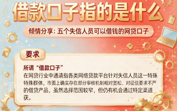 借款口子指的是什么，倾情分享五个失信人员可以借钱的网贷口子