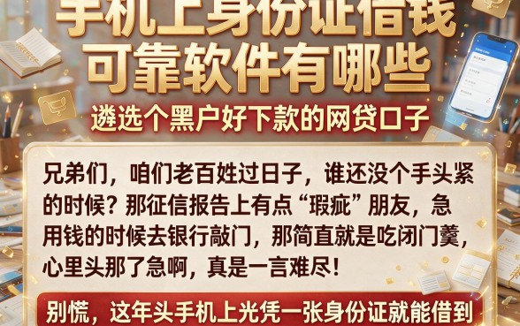 手机上身份证借钱可靠软件有哪些,遴选五个黑户好下款的网贷口子