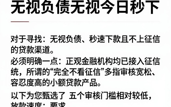 无视负债无视今日秒下,遴选5个贷款不上诚信平台的软件