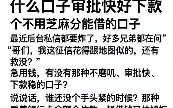 什么口子审批快好下款，详尽说明五个不用芝麻分能借的口子