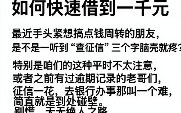 如何快速借到一千元,详细阐述5个征信花了能网贷的软件