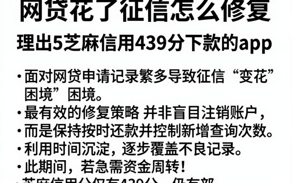 网贷花了征信怎么修复，理出5个芝麻信用439分下款的app