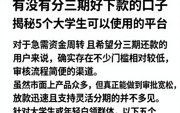 有没有分三期好下款的口子,揭秘5个大学生可以使用的平台