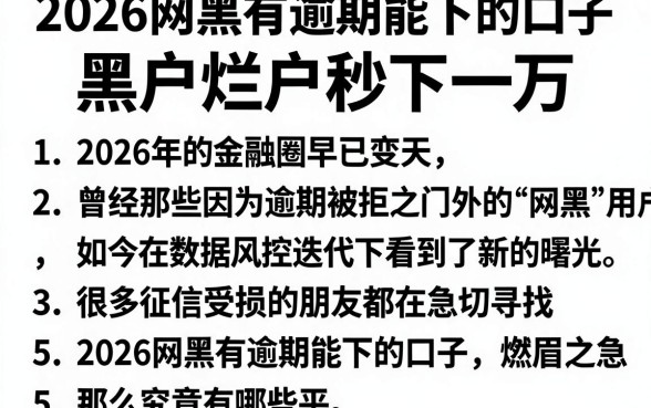 2026网黑有逾期能下的口子,罗列5个黑户烂户秒下一万