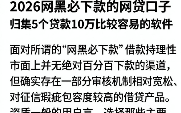2026网黑必下款的网贷口子,归集5个贷款10万比较容易的软件