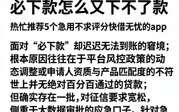 必下款怎么又下不了款,热忱推荐5个急用不求评分快借无忧的app