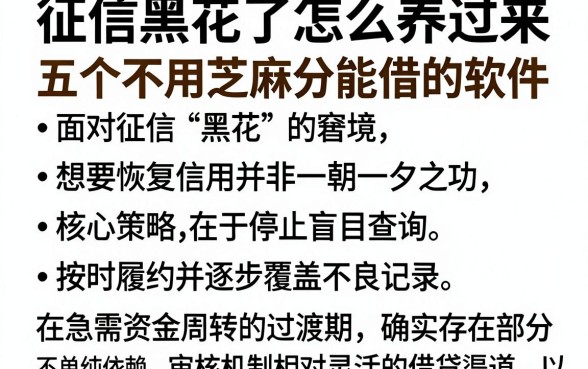 征信黑花了怎么养过来,揭秘五个不用芝麻分能借的软件