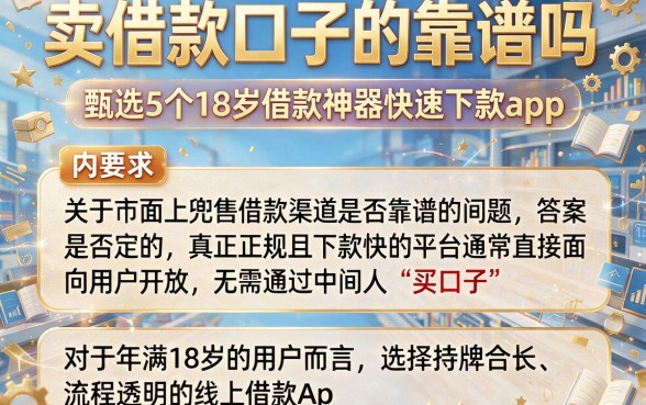 卖借款口子的靠谱吗，甄选5个18岁借款神器快速下款app