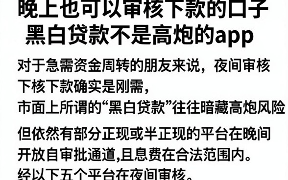 晚上也可以审核下款的口子,归纳五个黑白贷款不是高炮的app