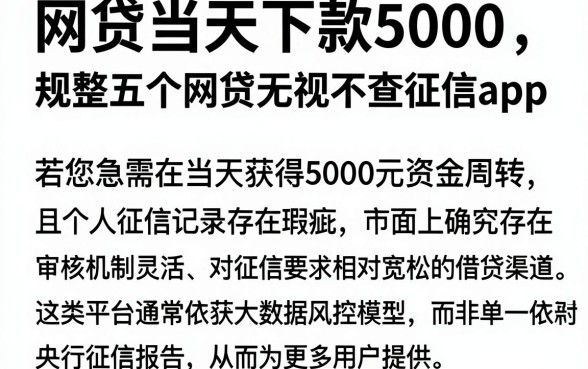 网贷当天下款5000,规整五个网贷无视不查征信app