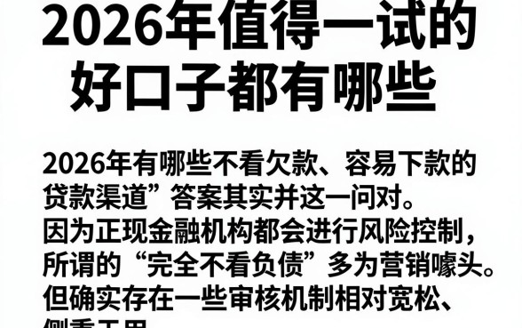 2026年值得一试的好口子都有哪些,筛选5个不看欠款的贷款软件