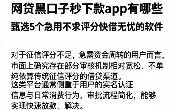 网贷黑口子秒下款app有哪些,甄选5个急用不求评分快借无忧的软件