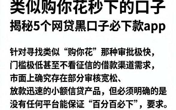 类似购你花秒下的口子，揭秘5个网贷黑口子必下款app