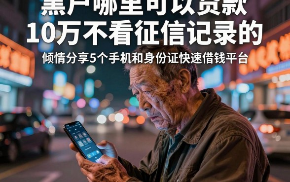 黑户哪里可以贷款10万不看征信记录的，倾情分享5个手机和身份证快速借钱平台