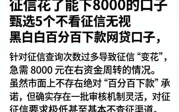 征信花了能下8000的口子,甄选5个不看征信无视黑白百分百下款网贷口子