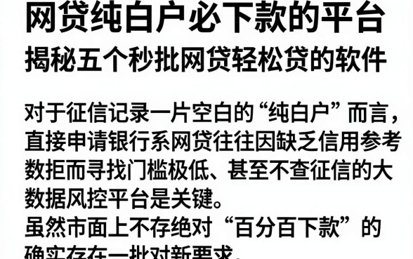 网贷纯白户必下款的平台,揭秘五个秒批网贷轻松贷的软件