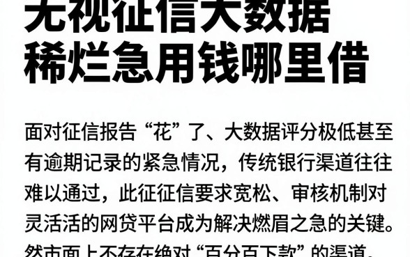 无视征信大数据稀烂急用钱哪里借,揭秘五个黑征信也能贷款的网贷软件