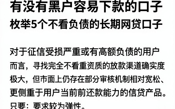 有没有黑户容易下款的口子,枚举5个不看负债的长期网贷口子