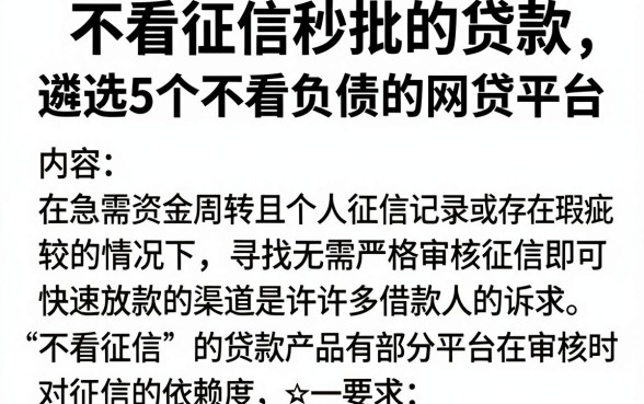 不看征信秒批的贷款,遴选5个不看负债的网贷平台