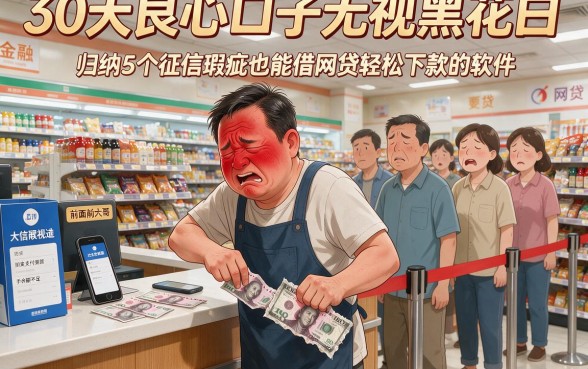 30天良心口子无视黑花白，归纳5个征信瑕疵也能借网贷轻松下款的软件
