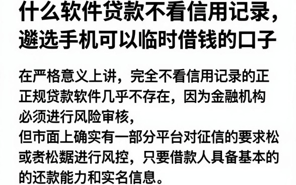 什么软件贷款不看信用记录,遴选五个手机可以临时借钱的口子