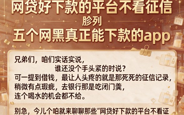 网贷好下款的平台不看征信,胪列五个网黑真正能下款的app