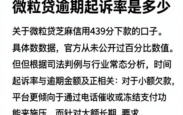 微粒贷逾期起诉率是多少，陈列5个芝麻信用439分下款的口子