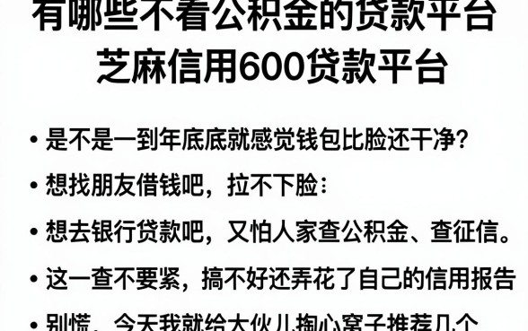 有哪些不看公积金的贷款平台，详细阐述五个芝麻信用600贷款平台