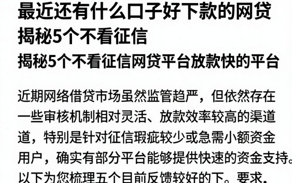最近还有什么口子好下款的网贷，揭秘5个不看征信网贷平台放款快的平台