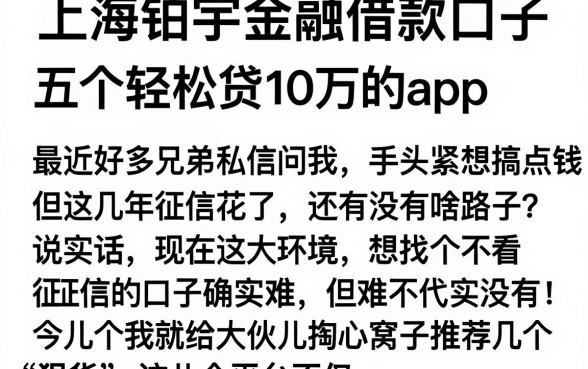 上海铉宇金融借款口子，详尽说明五个轻松贷10万的app