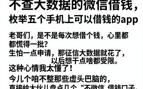 不查大数据的微信借钱，枚举五个手机上可以借钱的app