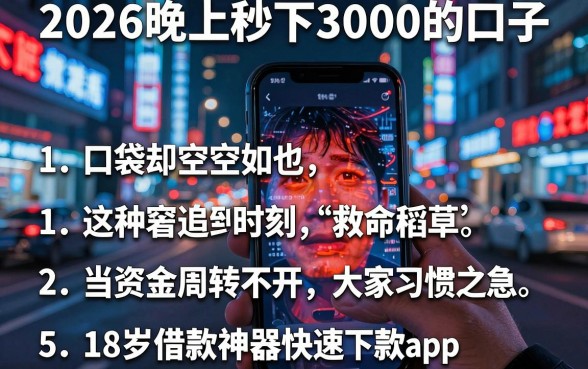 2026晚上秒下3000的口子，归纳五个18岁借款神器快速下款app