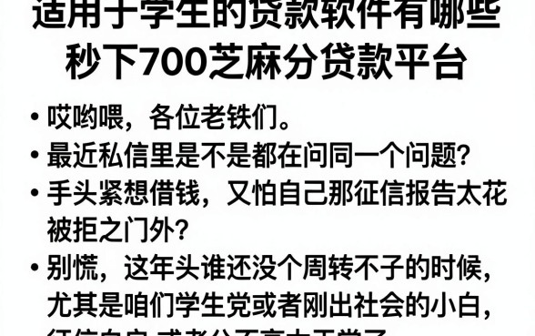 适用于学生的贷款软件有哪些,细致阐述五个秒下700芝麻分贷款平台