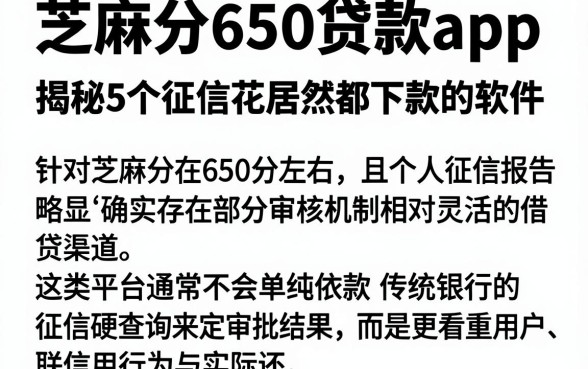 芝麻分650贷款app，揭秘5个征信花居然都下款的软件