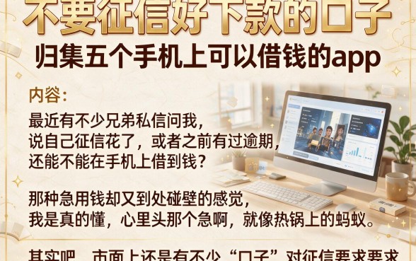 不要征信好下款的口子,归集五个手机上可以借钱的app